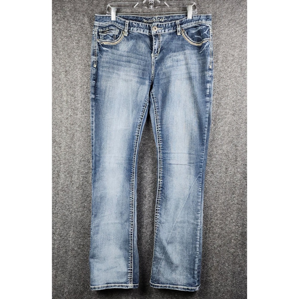 Maurices Jeans Womens 15/16L Bootcut Blue Thick Stitch Mid Rise Denim EUC